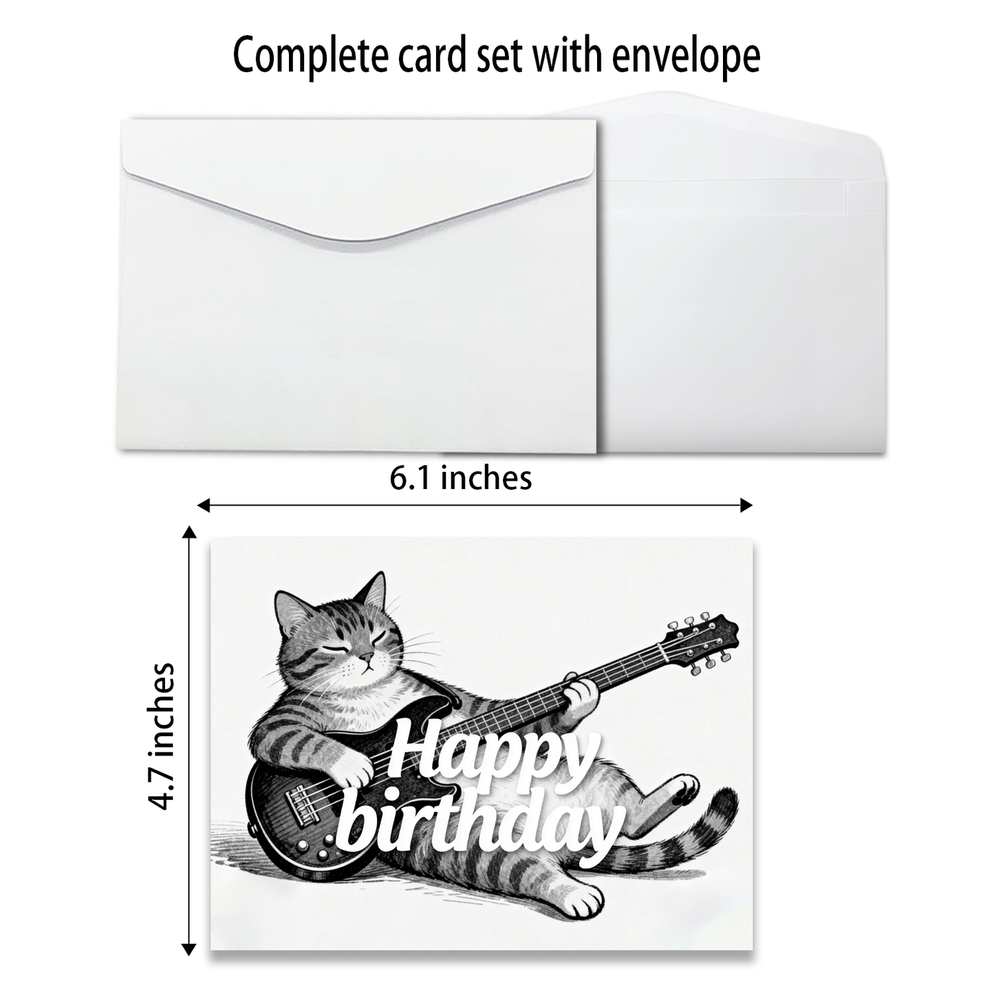 The "Meow-sical" Rockstar: Guitar-Playing Cat Birthday Card