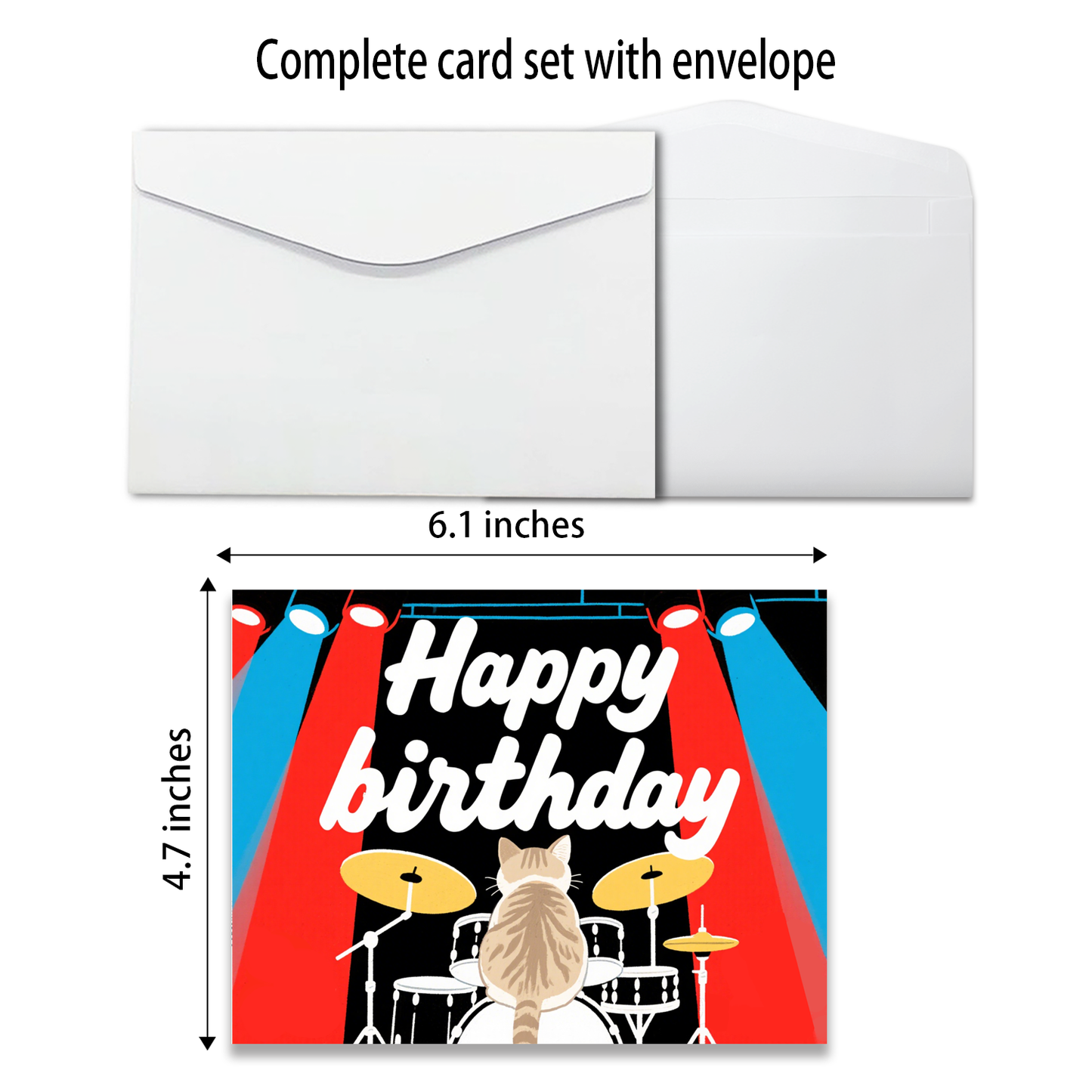 Feel the Beat! Cool Cat Drummer Popup Birthday Card