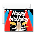 Feel the Beat! Cool Cat Drummer Popup Birthday Card