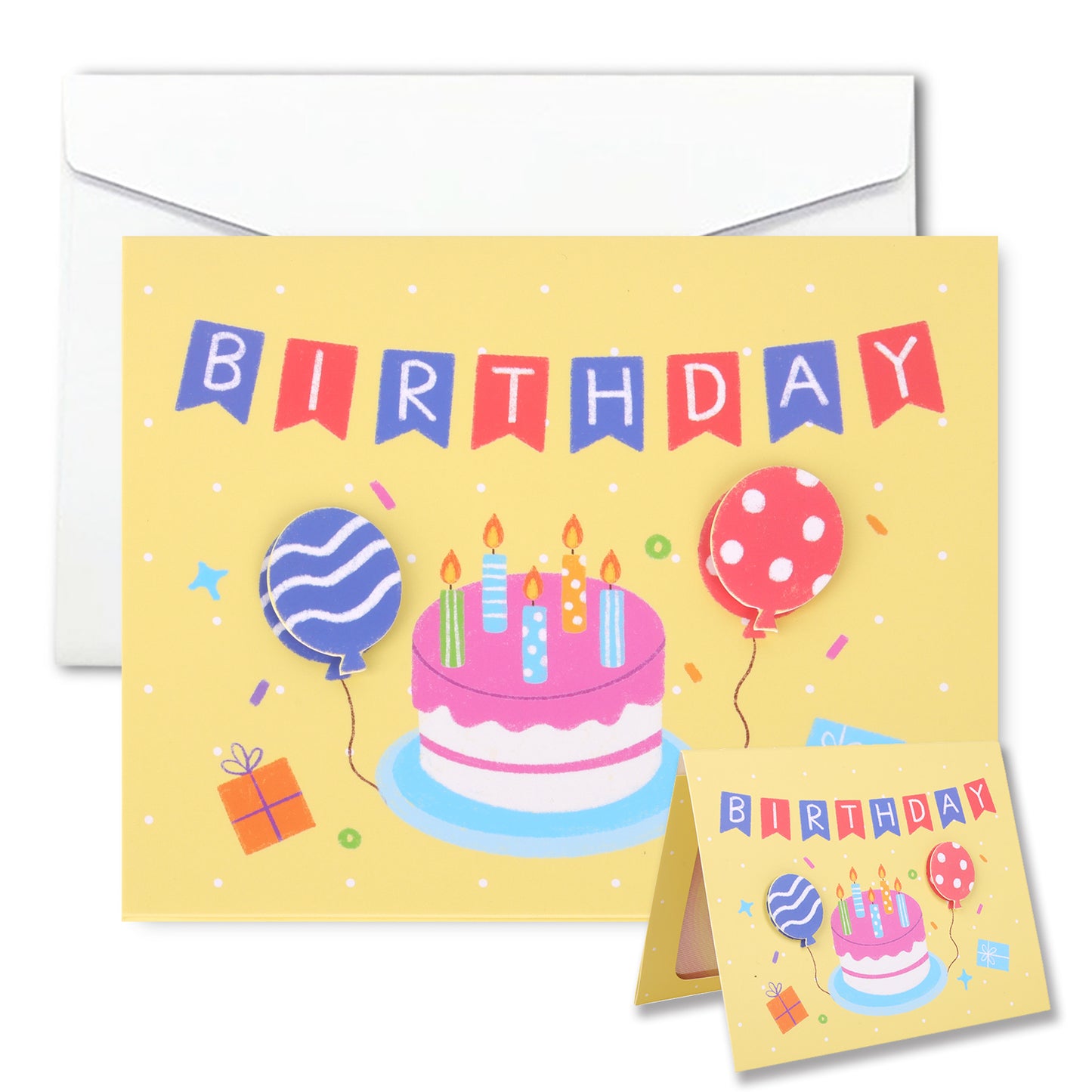 Bright Yellow Cake Birthday Card